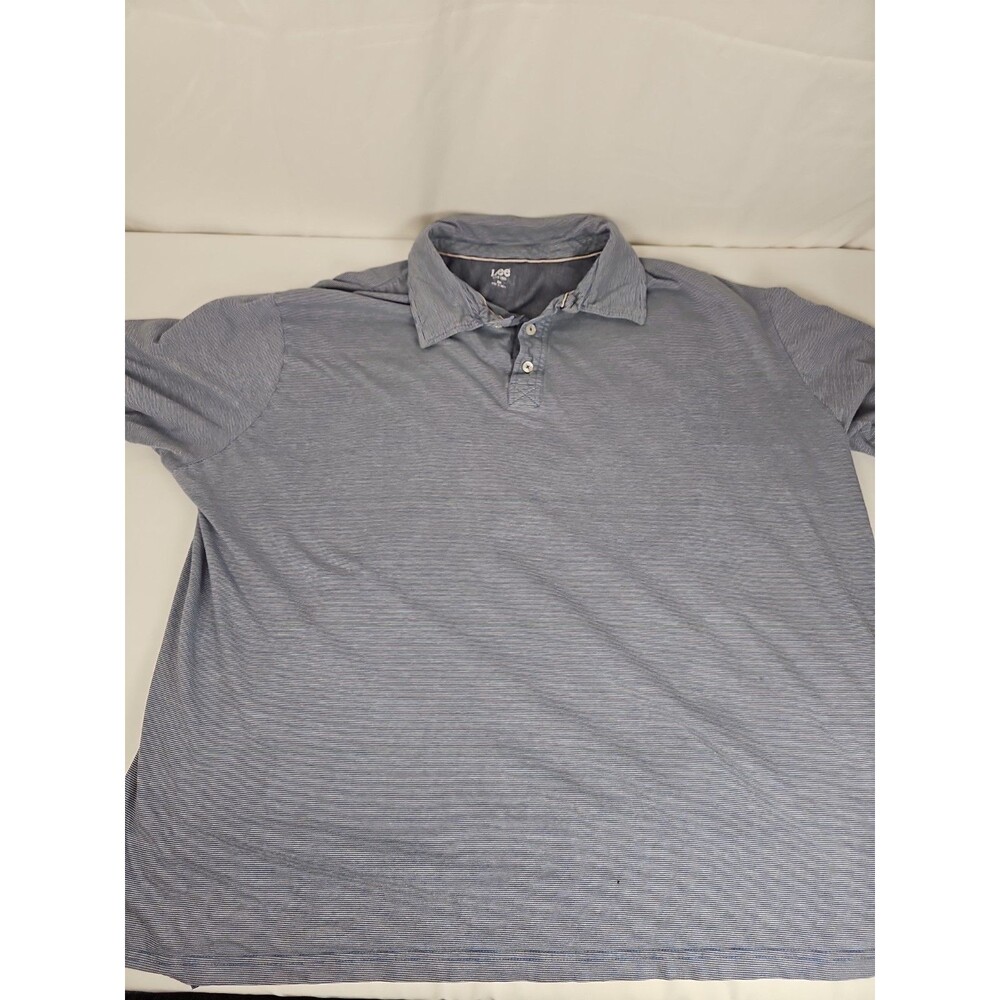 Lee Men’s XXL Gray Micro Stripe Short Sleeve Polo Shirt Casual